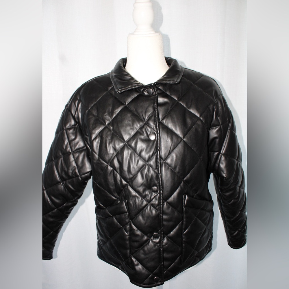 NWT Z Supply Heritage Black Faux Leather Quilted Jacket - Size Small - Picture 3 of 8